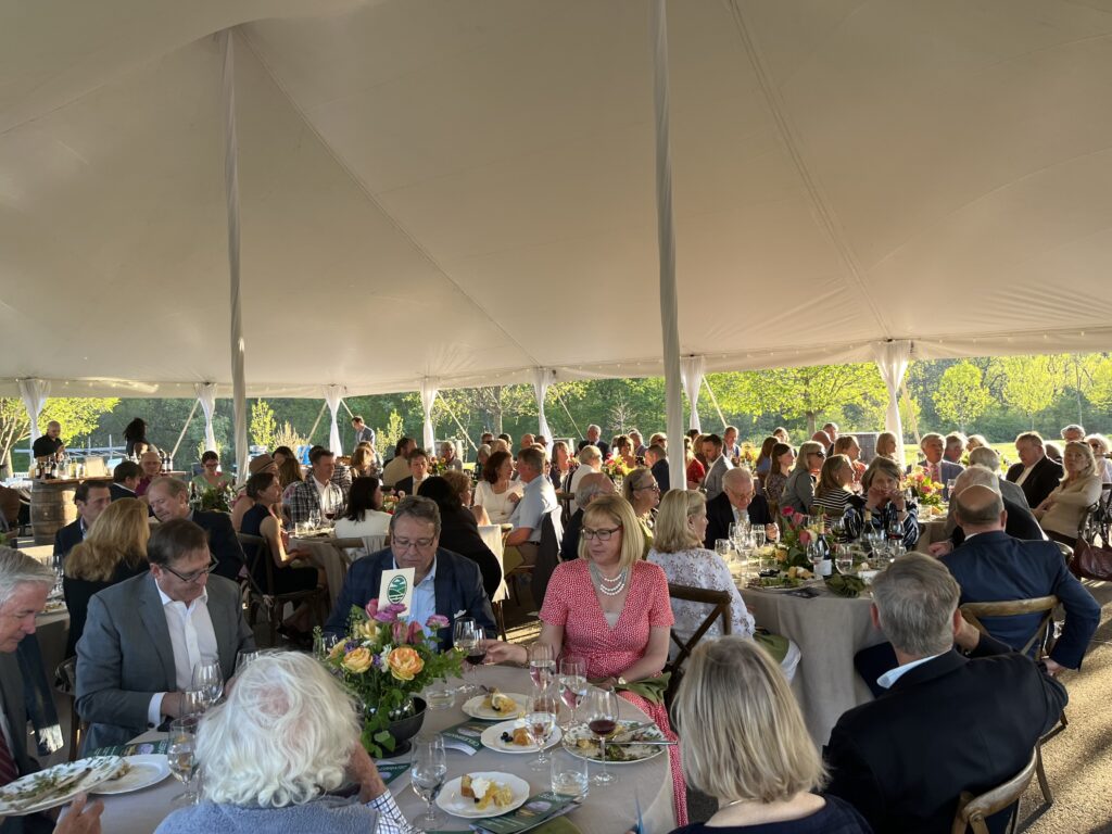 Wide view of Annual Bluegrass Dinner & Conservation Awards tables